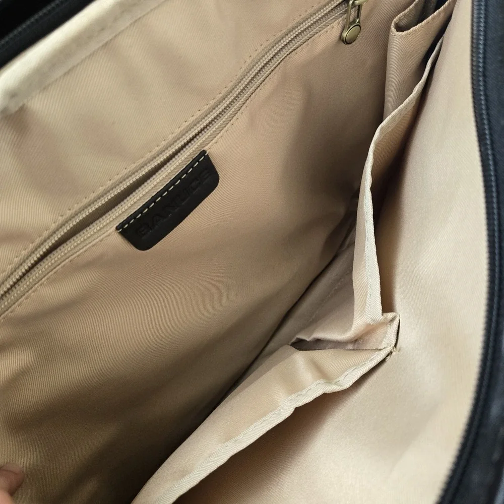 Banuce‎ Genuine Leather Briefcase Laptop Bag Black Business Tote Bag. No Strap